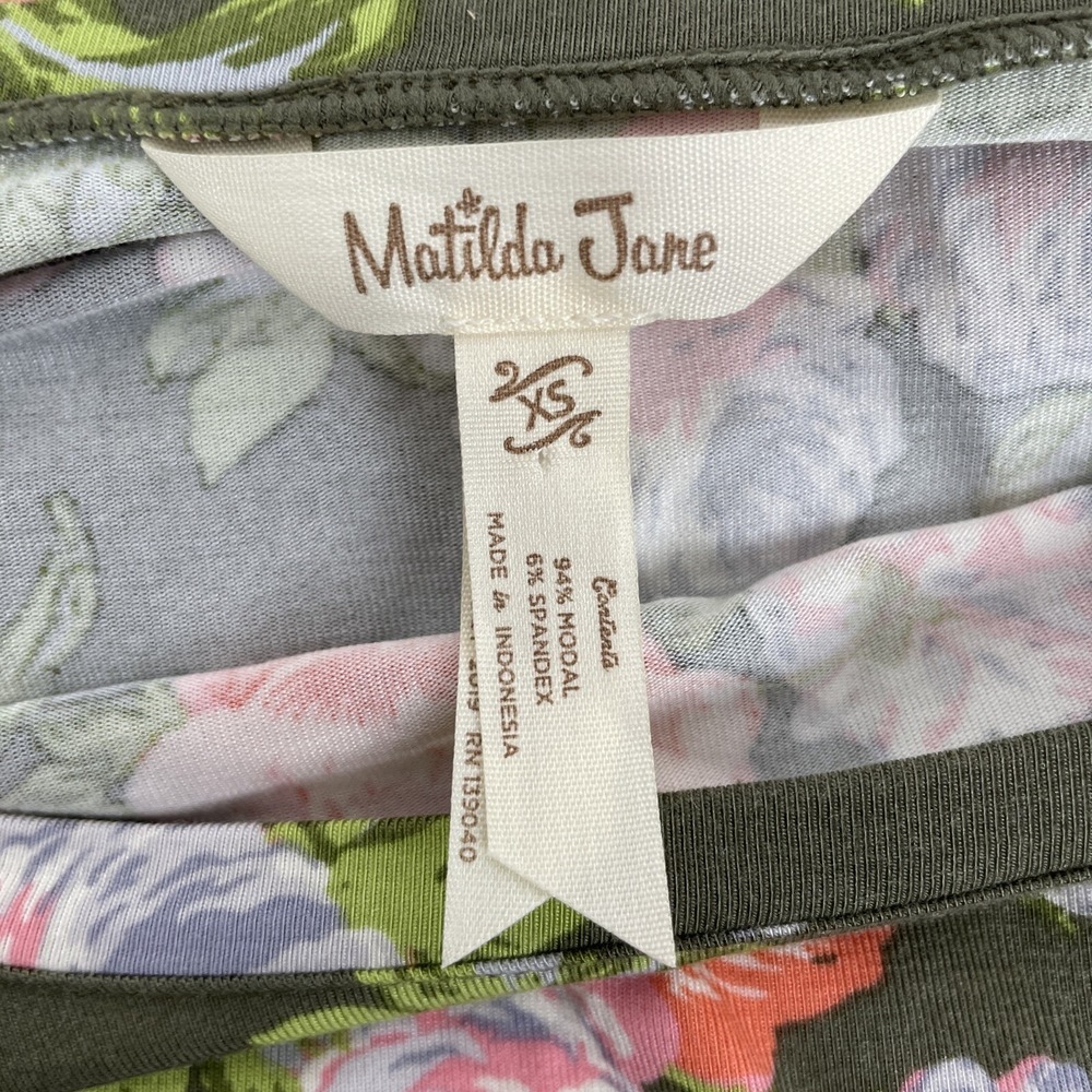 Matilda Jane Blouse Women's Size‎ Extra Small Flare Sleeve Floral Green Boho - Picture 4 of 9